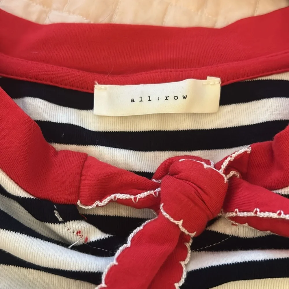 NWOT All Row Black & White Striped w/ red tie T-shirt Sz. Lg - Picture 5 of 7